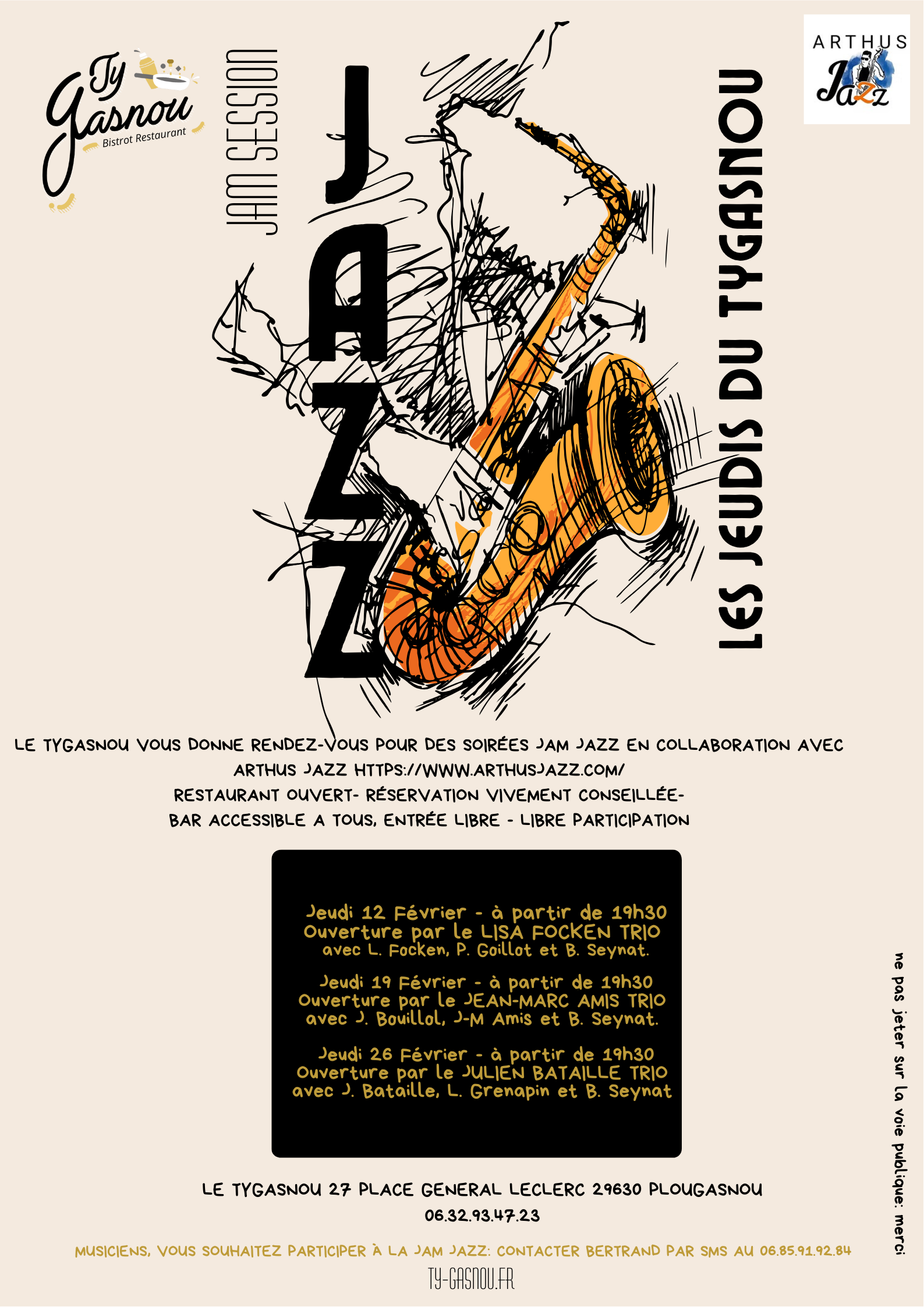 Les jeudi d&rsquo;Arthus Jazz à la brasserie TyGasnou